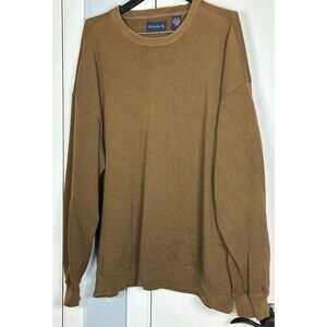 VGC GANT Sweatshirt Men's XL Crew Neck Logo Melange Pullover V-Neck Insert Brown